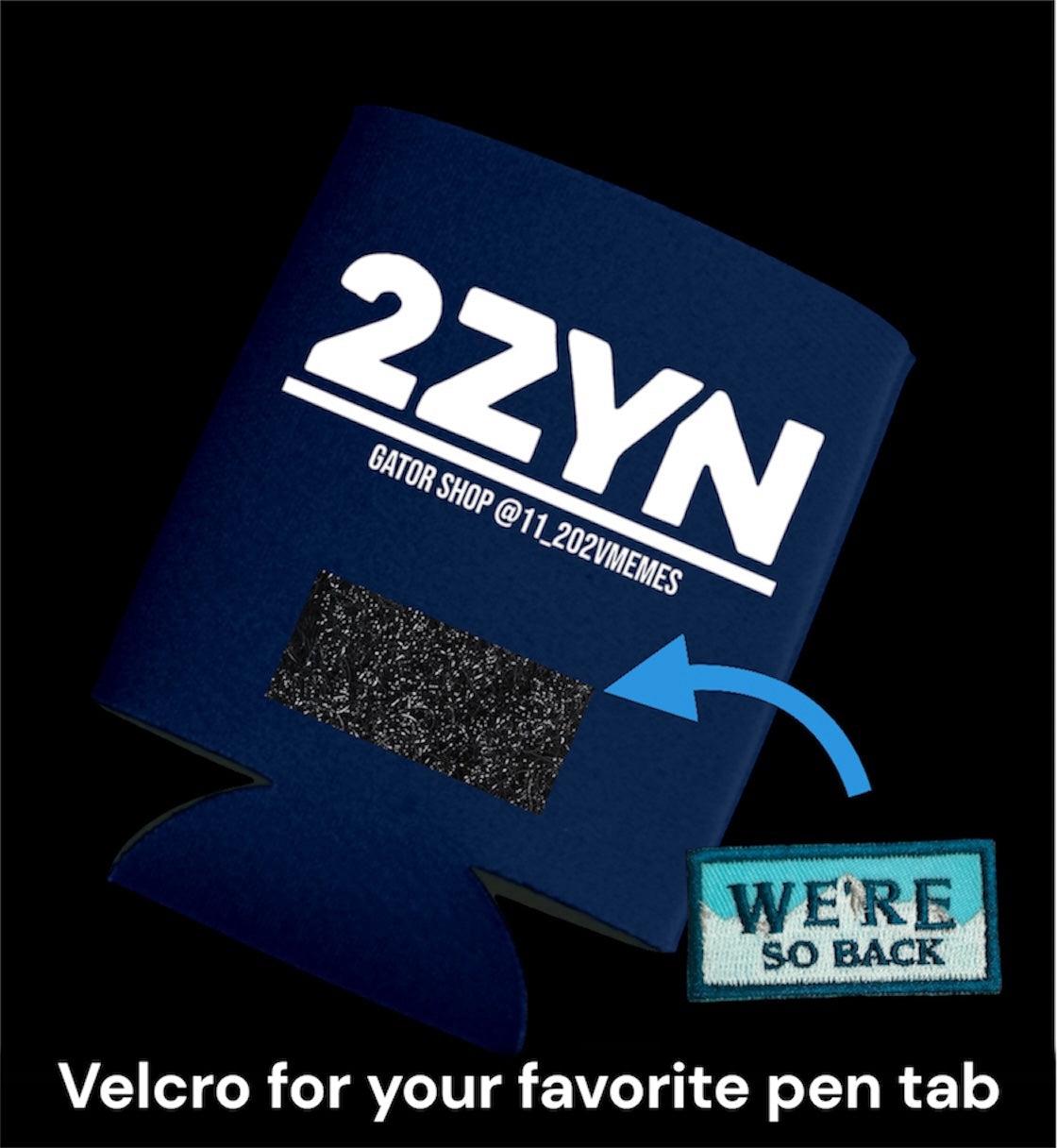 “Twos In” Pen Tab Koozie BLACK