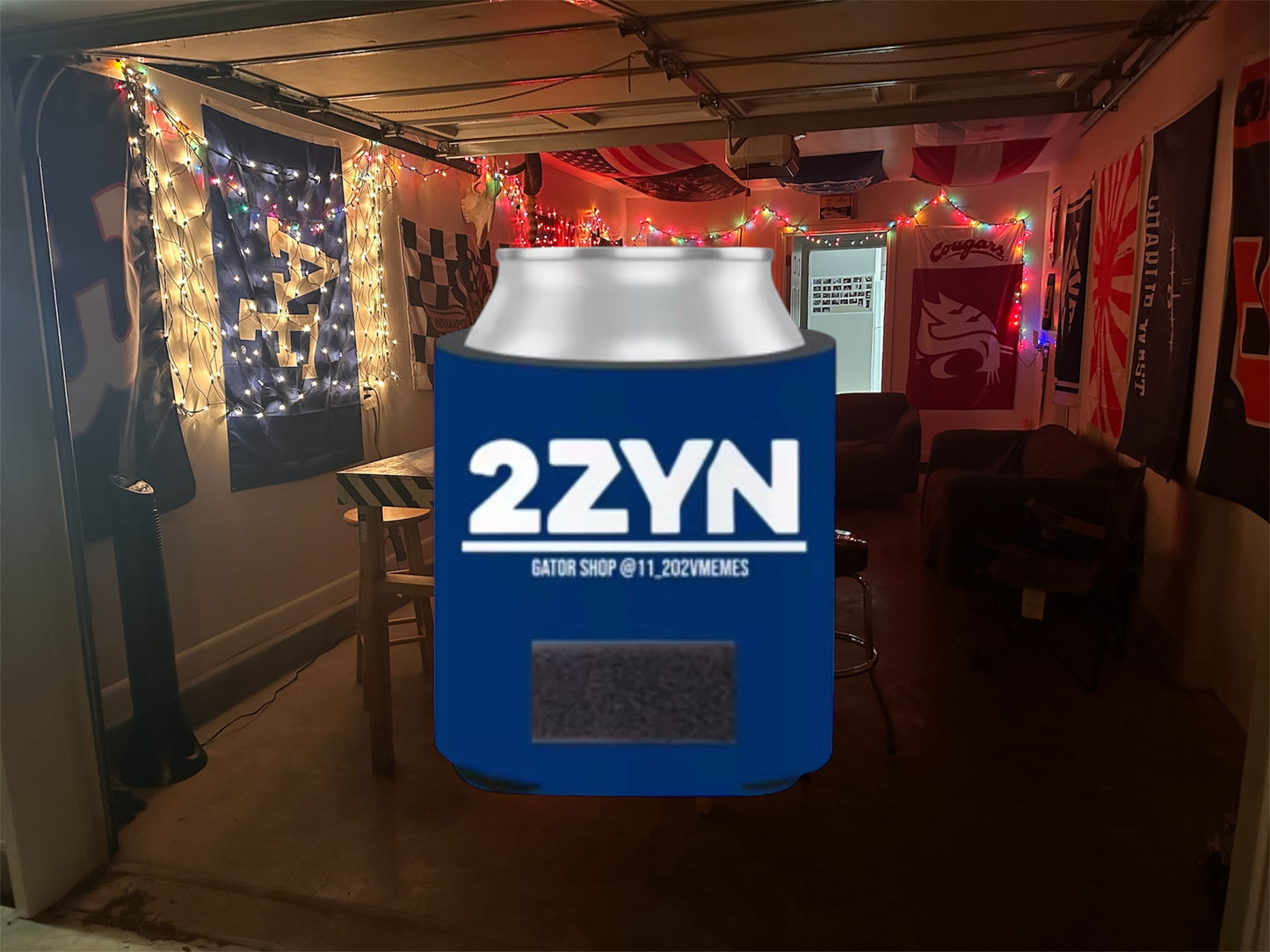 “Twos In” Pen Tab Koozie BLUE